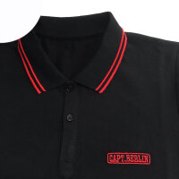 Capt. Berlin Polo-Shirt Black + Stripes Red