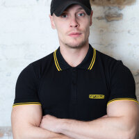 Capt. Berlin Polo-Shirt Black + Stripes Yellow
