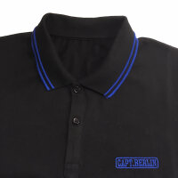 Capt. Berlin Polo-Shirt Black + Stripes Blue