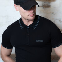 Capt. Berlin Polo-Shirt Black + Stripes Grey