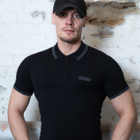 Capt. Berlin Polo-Shirt Black + Stripes Grey