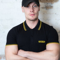 Capt. Berlin Polo-Shirt Black + Stripes Yellow XXXL